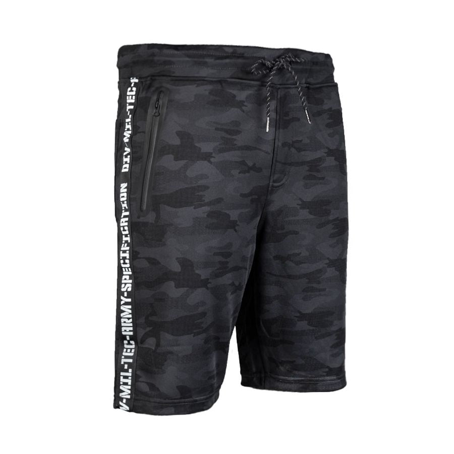 Shorts TRAINING MIL-TEC de poliéster con cintura elástica y bolsillos con cremallera impermeable