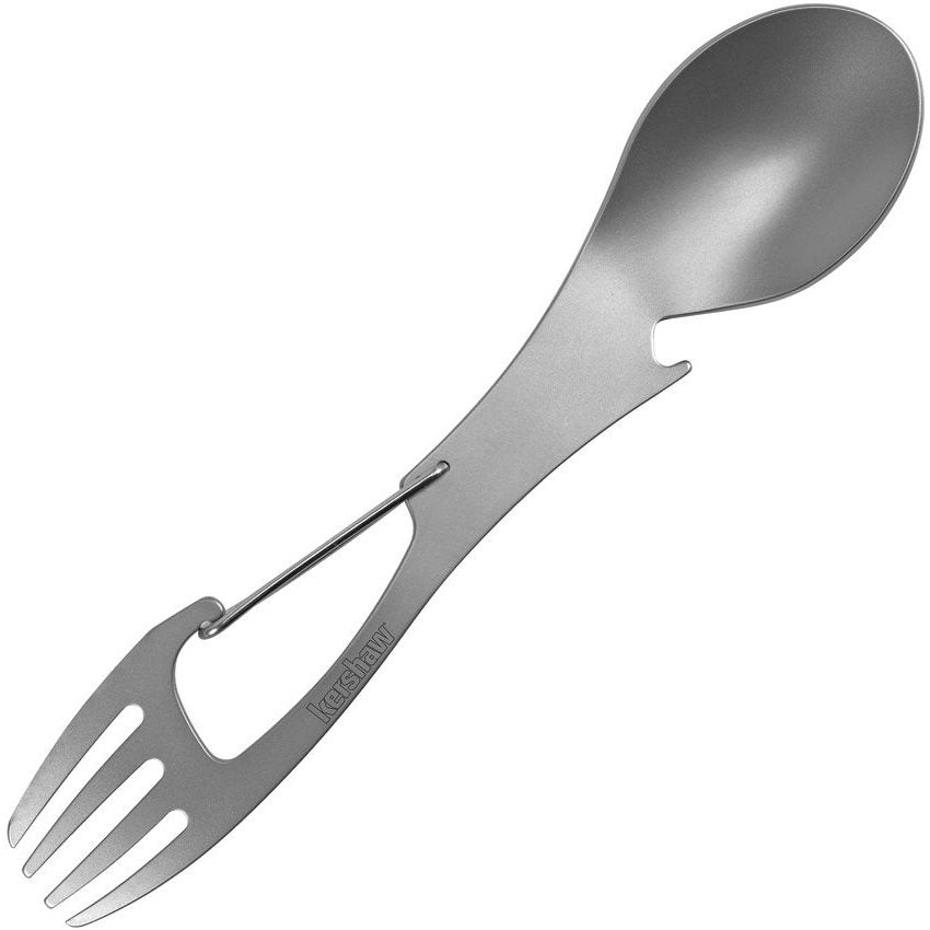 Cubiertos RATION XL: tenedor y cuchara con abrebotellas y mosquetón, acero inoxidable, 18,6 cm, 60 g