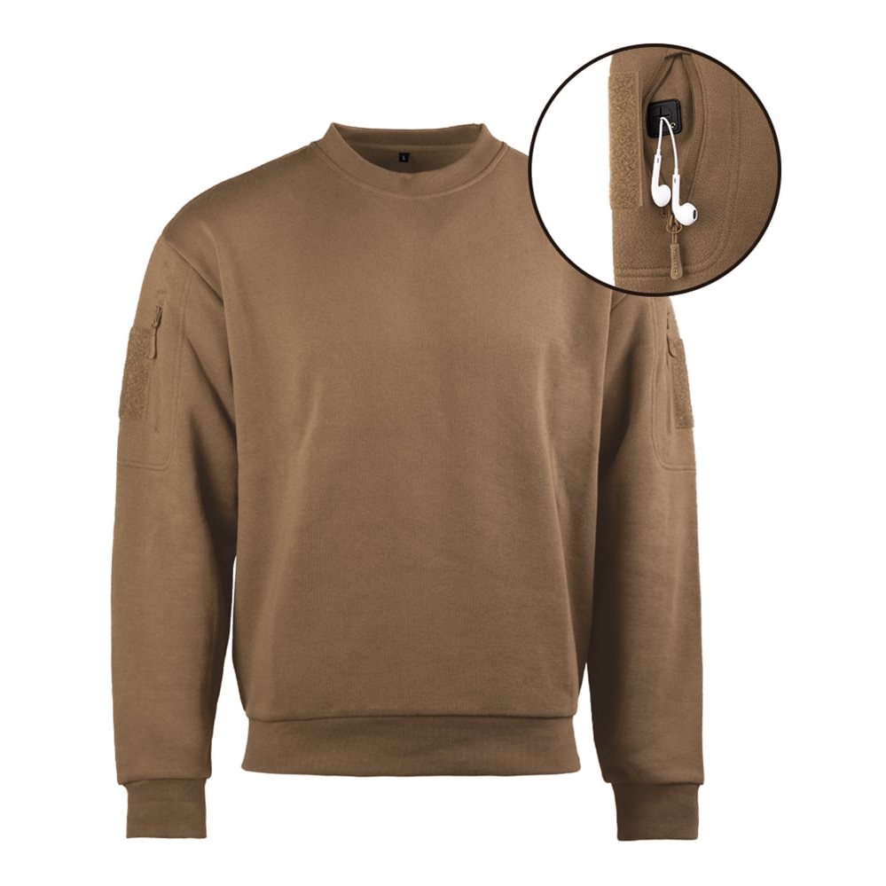 Sudadera táctica ikina taktická ROUND NECK COYOTE, cuello redondo, 60% algodon 40% poliester, sin capucha