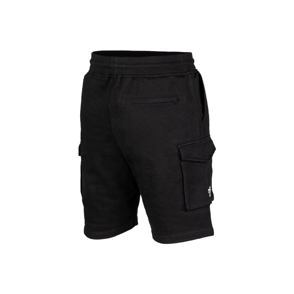Shorts tipo sudadera MIL-TEC negros con bolsillos cargo y cintura elástica