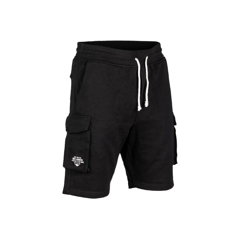 Shorts tipo sudadera MIL-TEC negros con bolsillos cargo y cintura elástica