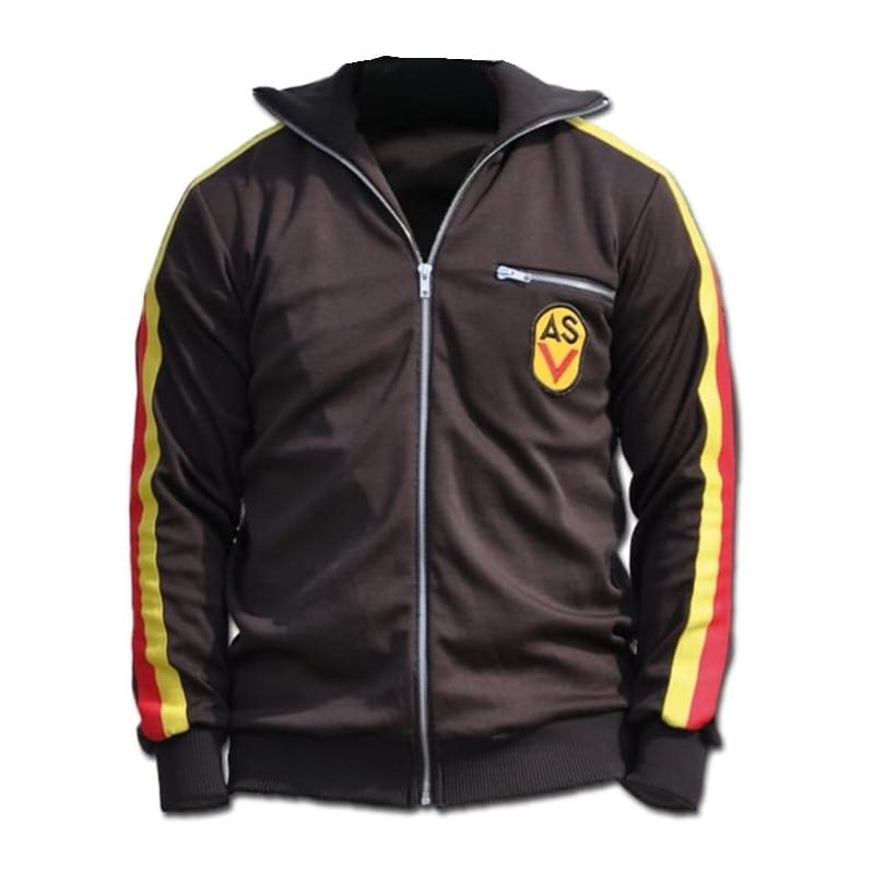 Sudadera deportiva NVA/DDR marrón con bandas laterales