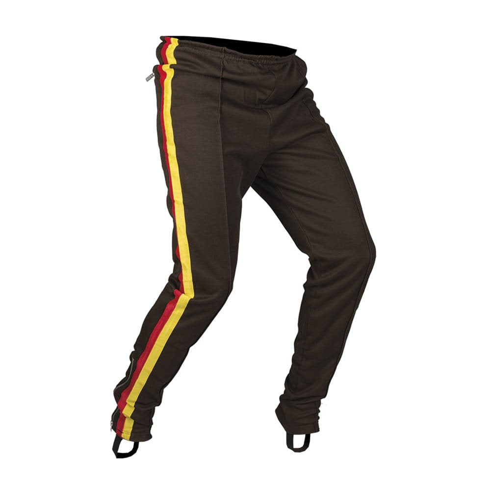 Pantalones deportivos marrones con galones estilo NVA/DDR, marca ASV
