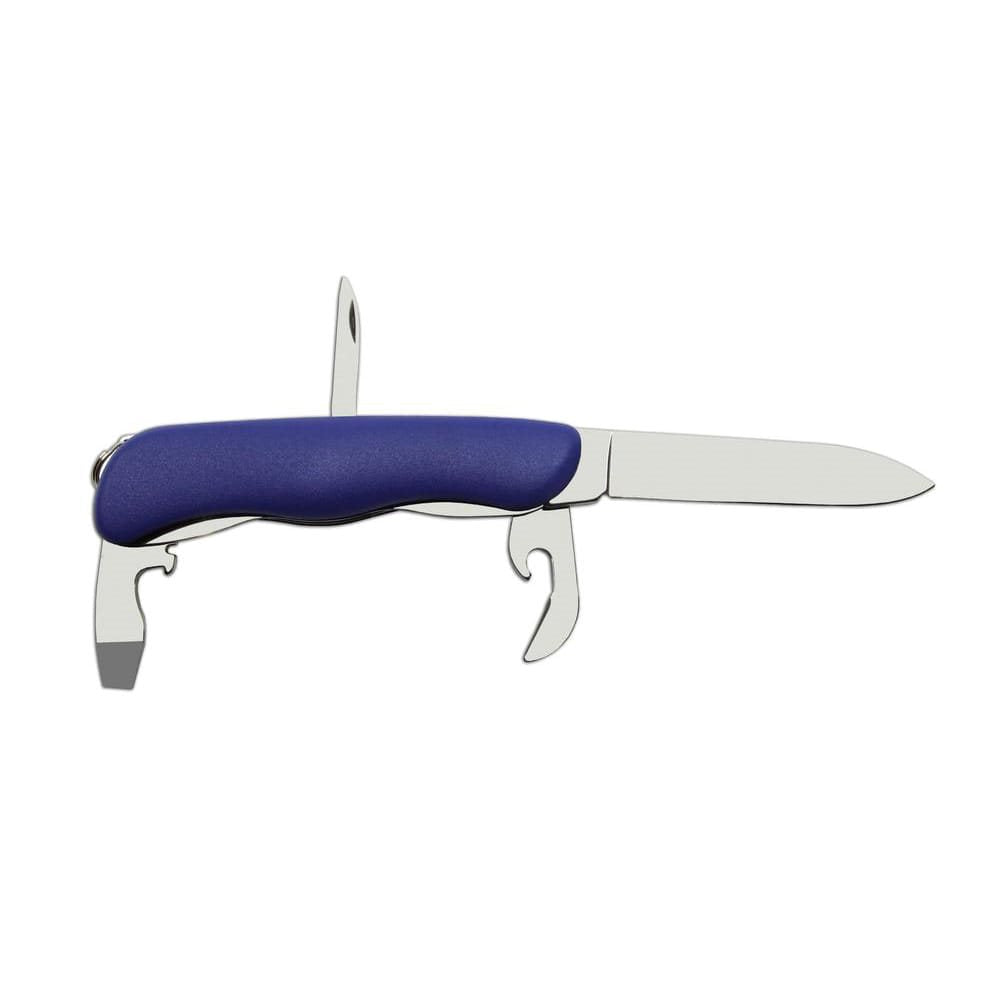 Navaja plegable 4/CK, hoja acero inoxidable 420, mango plastico azul y funda PVC
