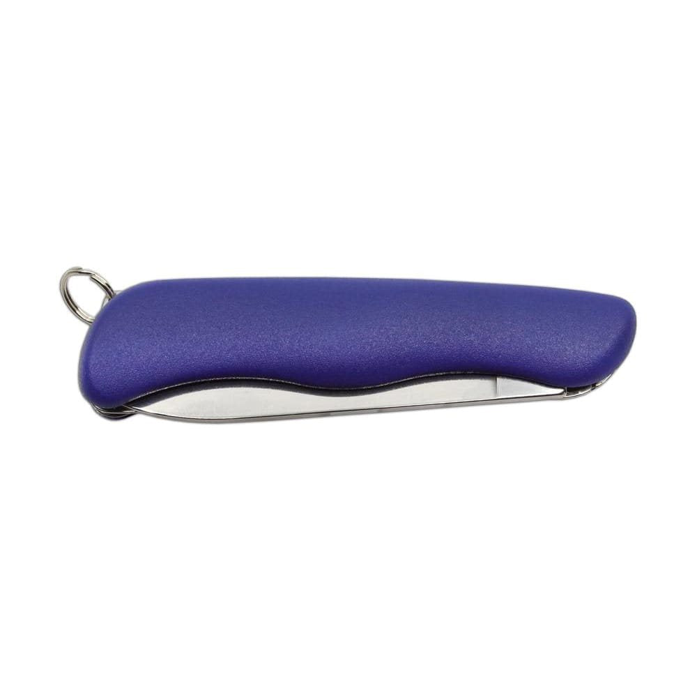 Navaja plegable 4/CK, hoja acero inoxidable 420, mango plastico azul y funda PVC