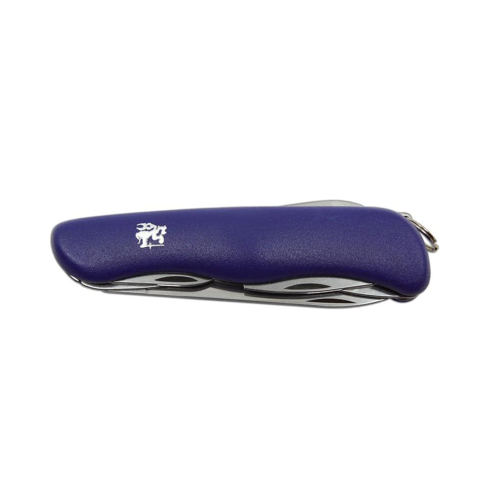 Cuchillo plegable 5/BK hoja acero 420 90 mm mango plastico azul funda PVC