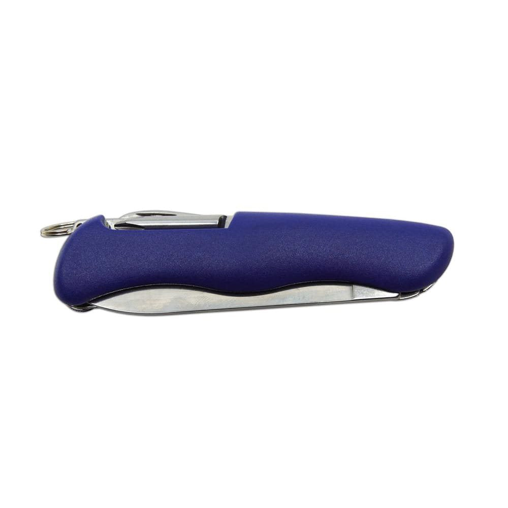 Cuchillo plegable 5/BK hoja acero 420 90 mm mango plastico azul funda PVC
