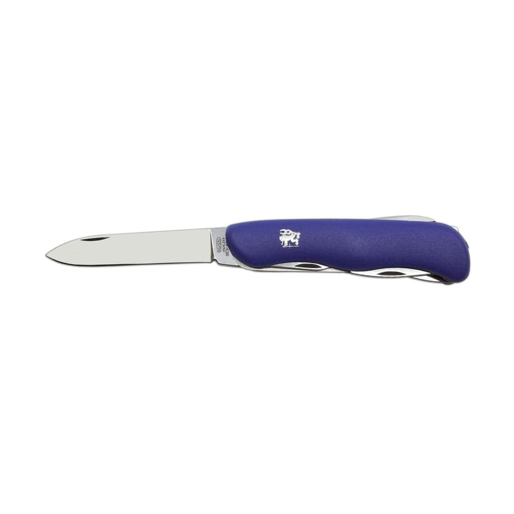Cuchillo plegable 6/BK con hoja de acero inoxidable y mango plástico azul