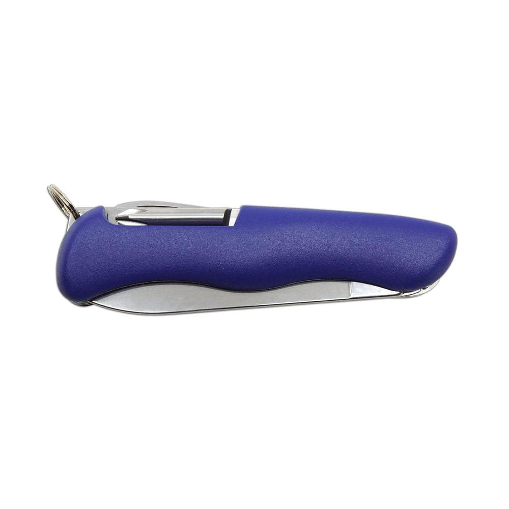 Cuchillo plegable 6/BK con hoja de acero inoxidable y mango plástico azul