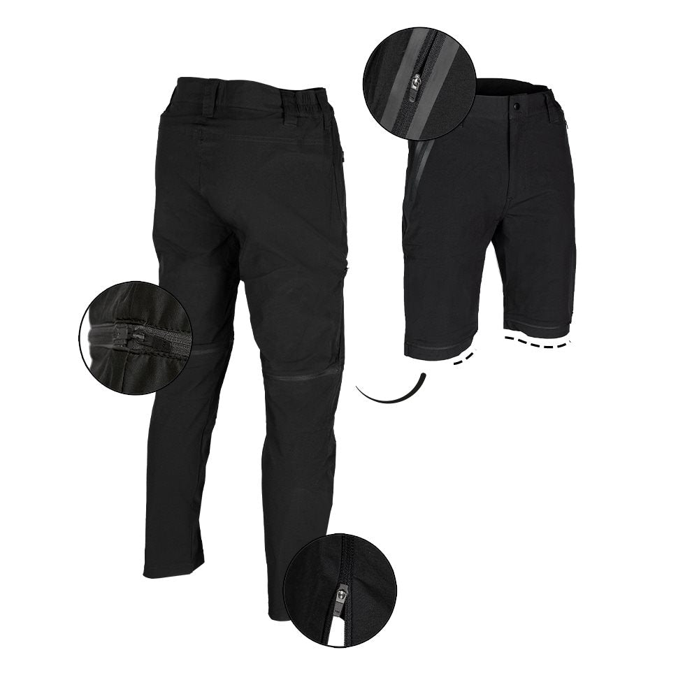 Pantalones PERFORMANCE negros con perneras desmontables ZIP-OFF