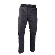 Pantalones BDU negros con perneras desmontables y múltiples bolsillos