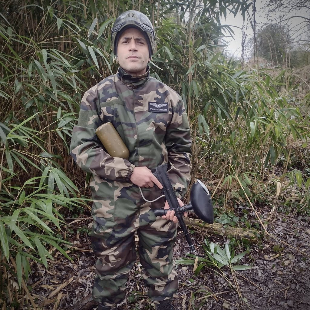 Mono Paintball Woodland - protección para paintball y airsoft