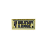 Parche MILITARY RANGE pequeño en kaki y negro, diseño textil visible en imagen