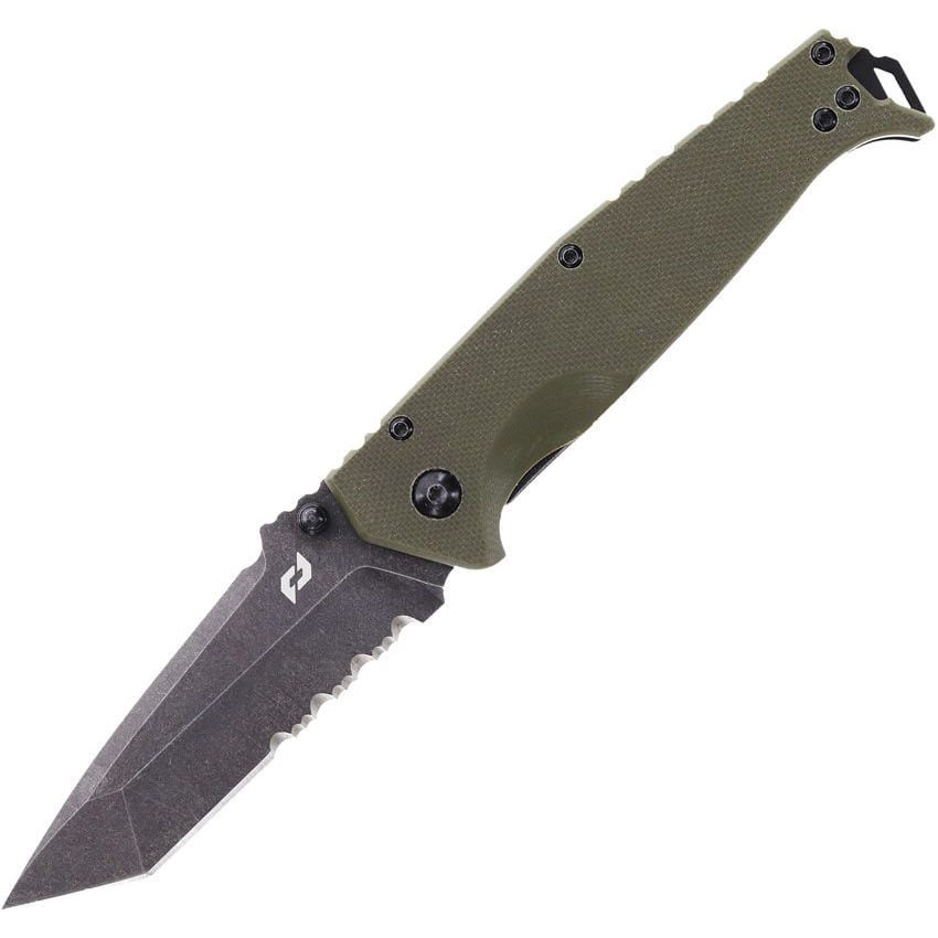 Navaja plegable Schrade MELEE con hoja tanto D2 y mango G10 verde, apertura asistida