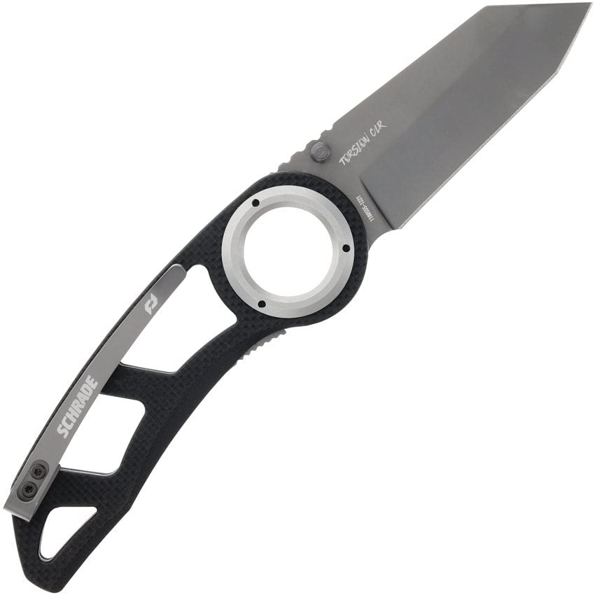 Navaja TORSION DELTA con hoja lisa de acero AUS-8 y mango G10, acabado gris mate