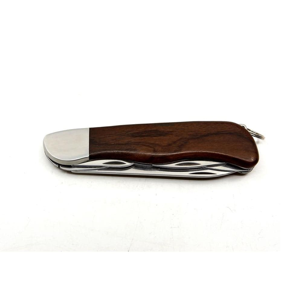Navaja HIKER 3AK/KP hoja acero 420 mango madera funda cuero caja regalo