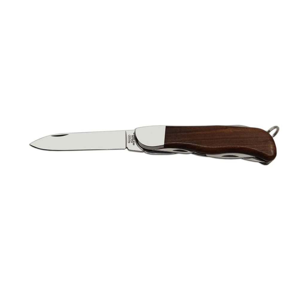Cuchillo plegable HIKER 5BK/KP, hoja acero inoxidable 90 mm, mango madera, funda de cuero
