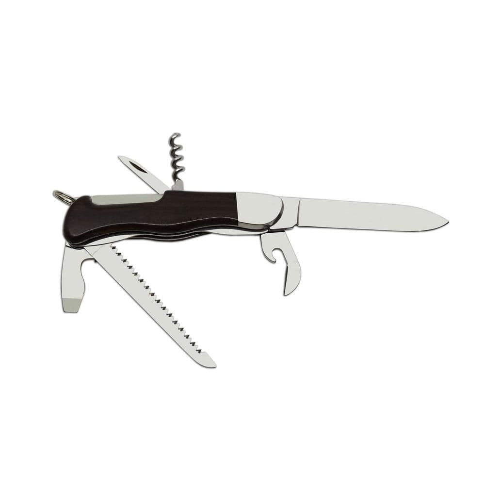 Navaja HIKER 6AK/KP, hoja acero inox 420, mango de madera, funda de cuero