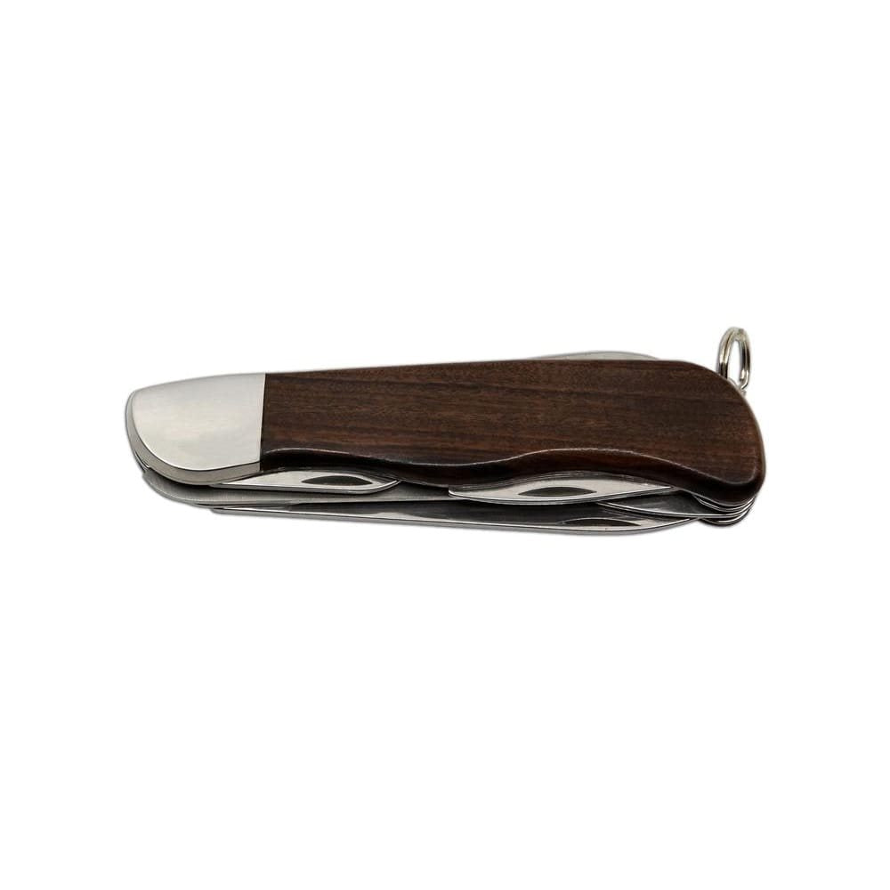 Navaja HIKER 6AK/KP, hoja acero inox 420, mango de madera, funda de cuero