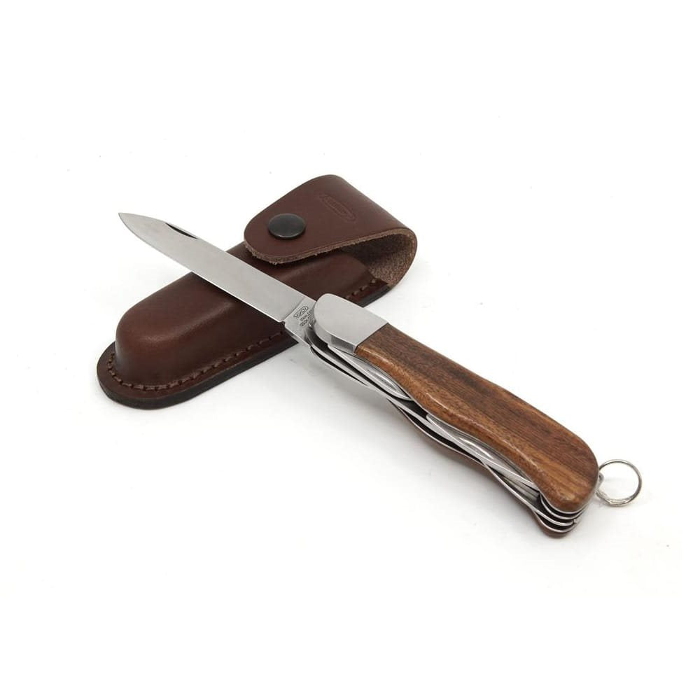 Navaja HIKER 6BK/KP acero inox con mango de madera y funda de cuero