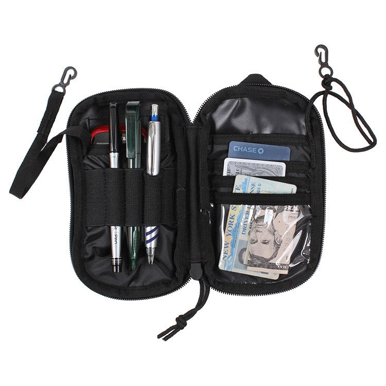 Cartera MOLLE negra con bolsillo para teléfono 10 x 18 cm