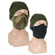 Máscara facial de neopreno negra y woodland, protección para nariz, mejillas y barbilla, ventilación en la boca