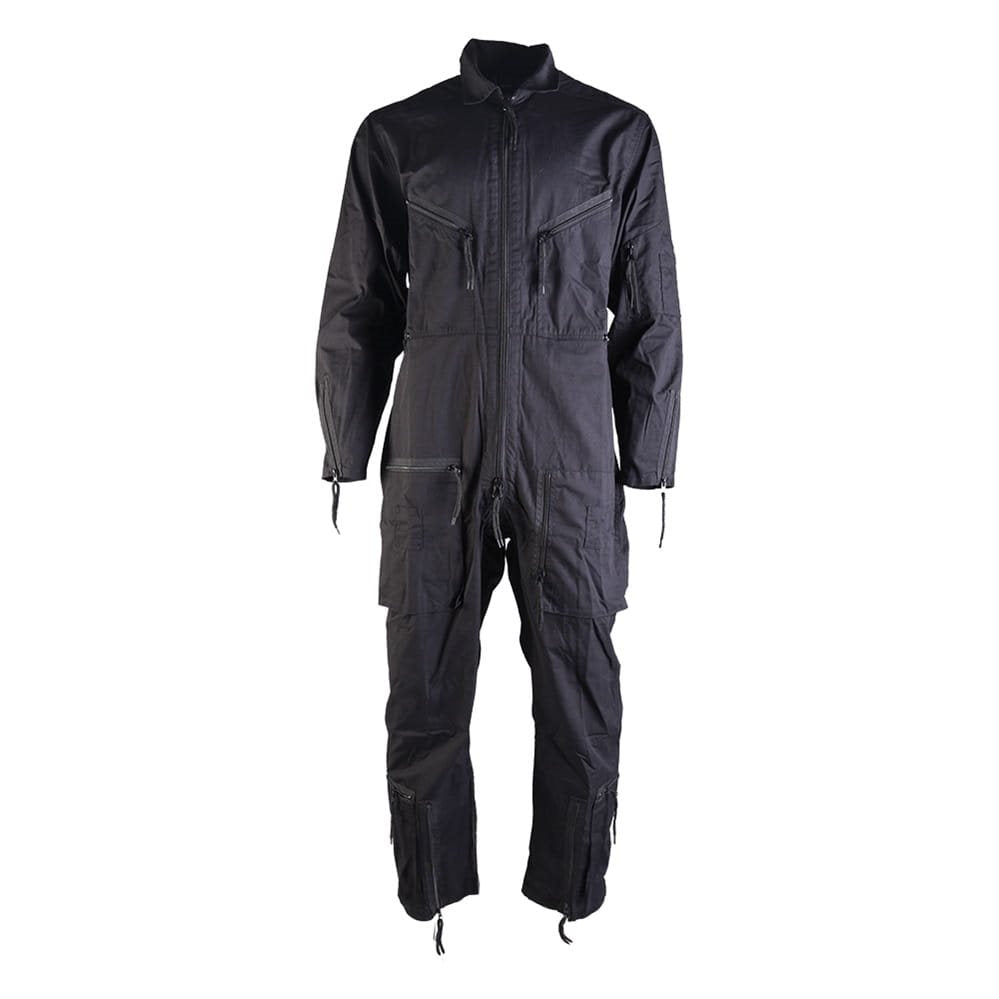 Mono de vuelo BW negro sin forro, 7 bolsillos, ventilación en axilas, 65% poliéster 35% algodón