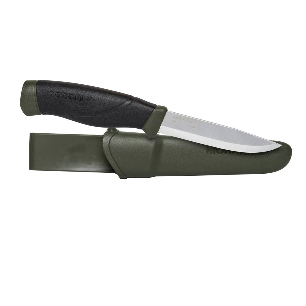 Cuchillo MORA COMPANION HeavyDuty verde con hoja escandinava de 3,2 mm y recubrimiento tricapa
