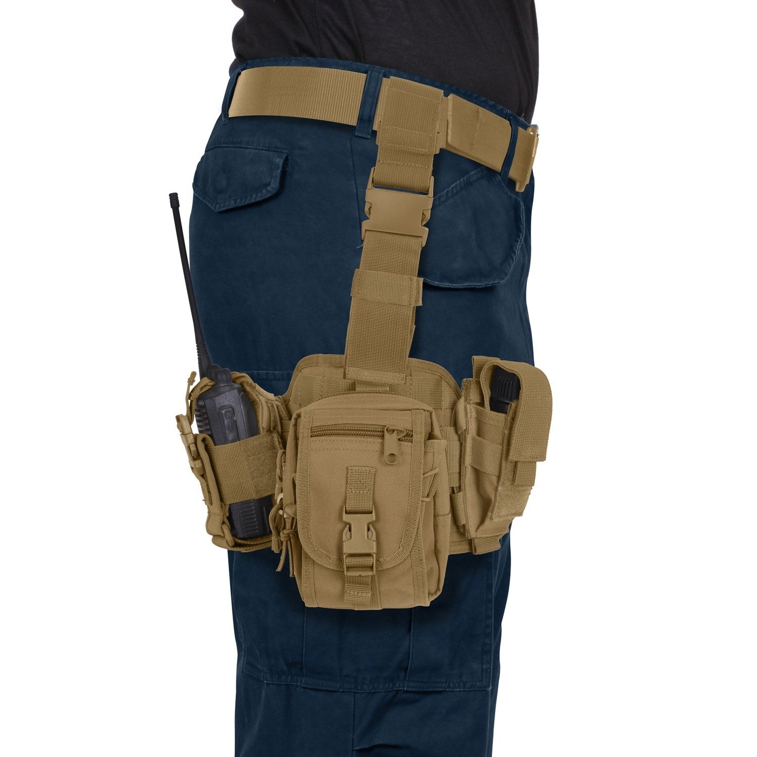 Funda muslera RIG universal negra con tres compartimentos y sistema MOLLE, poliéster 600D