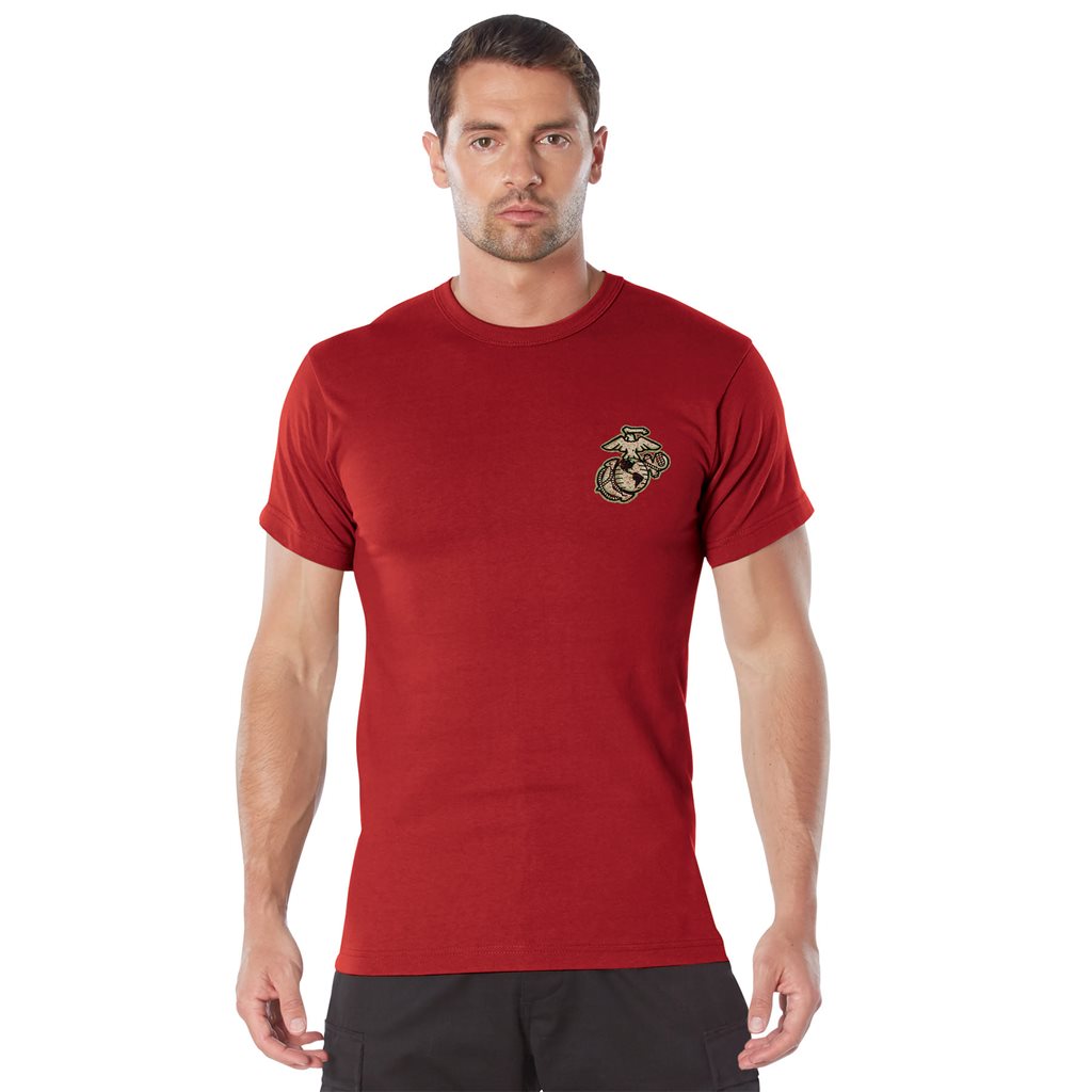 Camiseta USMC 'Perros de la Guerra' roja, algodón transpirable y costuras reforzadas