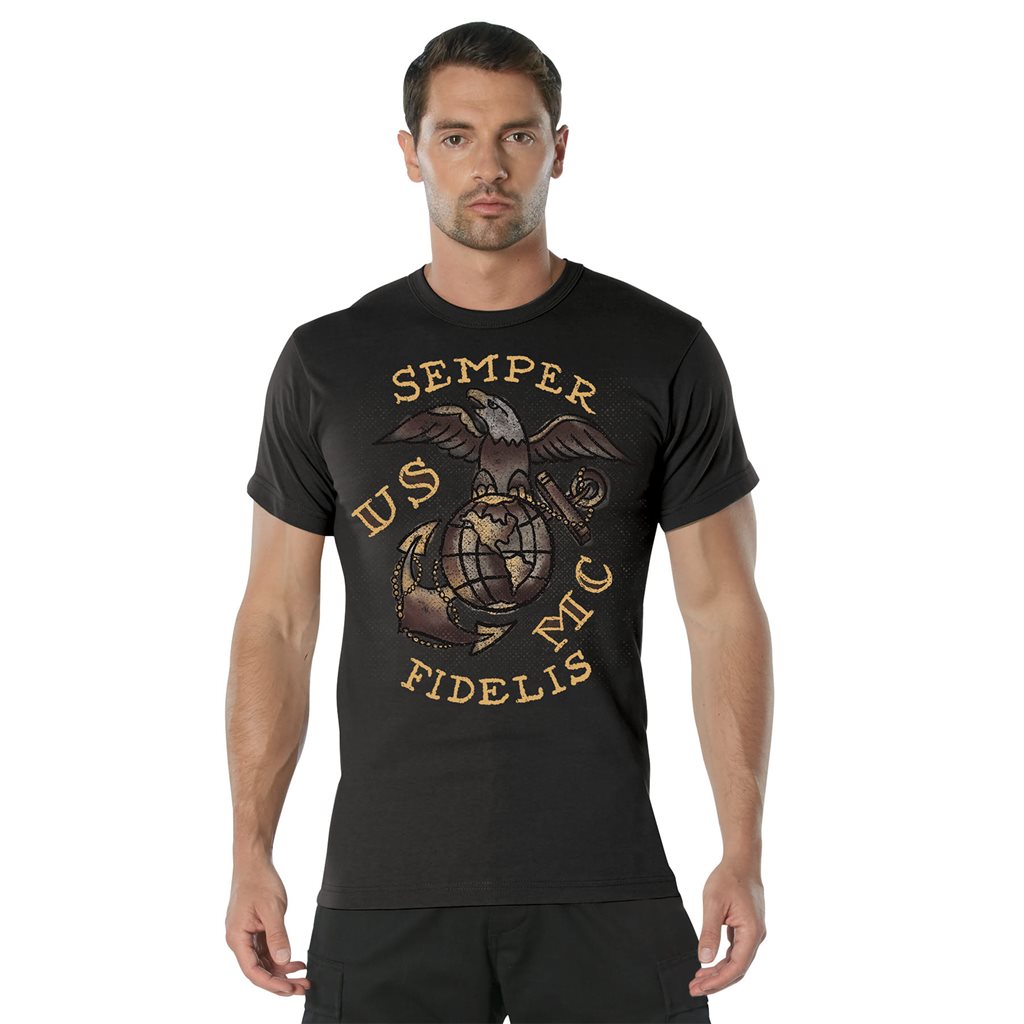 Camiseta USMC SEMPER FIDELIS negra