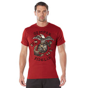 Camiseta roja USMC Seper Fidelis, algodón transpirable con costuras reforzadas