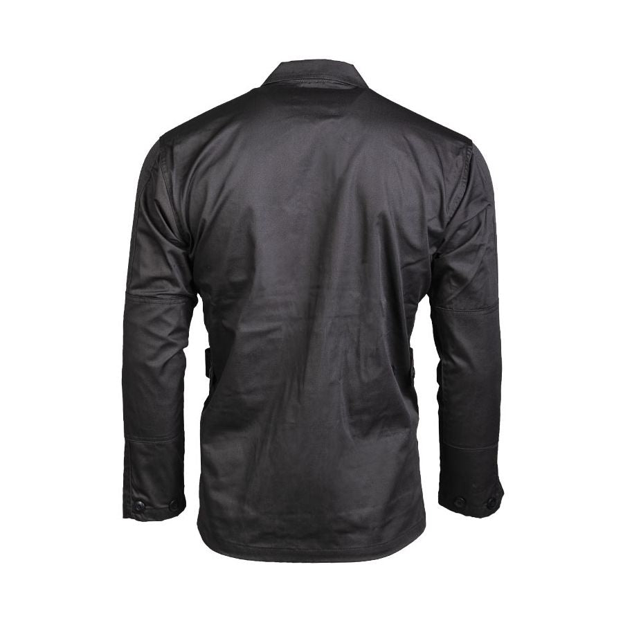 Chaqueta BDU negra con cuatro bolsillos frontales y codos reforzados, mezcla 65% poliéster 35% algodón
