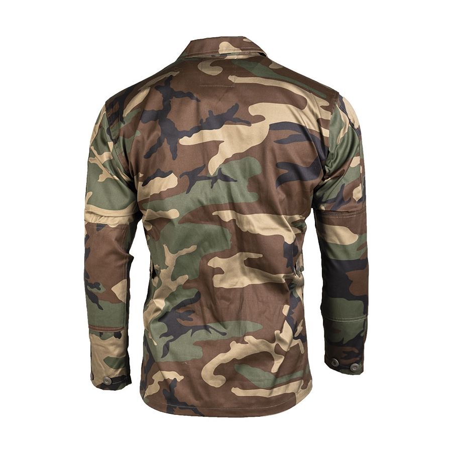 Blusa US BDU POLY Woodland - 4 bolsillos, codos reforzados, 65% poliéster 35% algodón