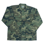 Blusa US BDU POLY Woodland - 4 bolsillos, codos reforzados, 65% poliéster 35% algodón
