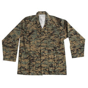 Chaqueta BDU Poly Digital Woodland, corte US, cuatro bolsillos delanteros y codos reforzados