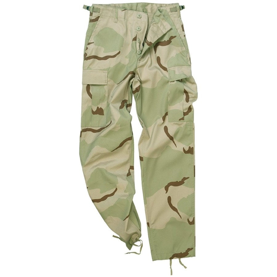 Pantalones estilo US BDU POY camuflaje 3 colores desierto, rodillas y asiento reforzados