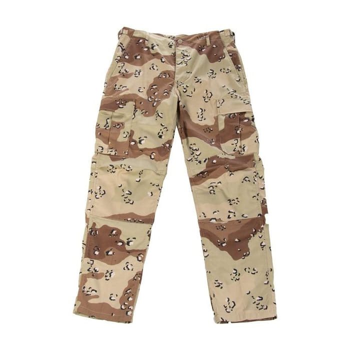 Pantalones US BDU POLY color campo, rodillas y asiento reforzados, cintura ajustable y perneras con cordones