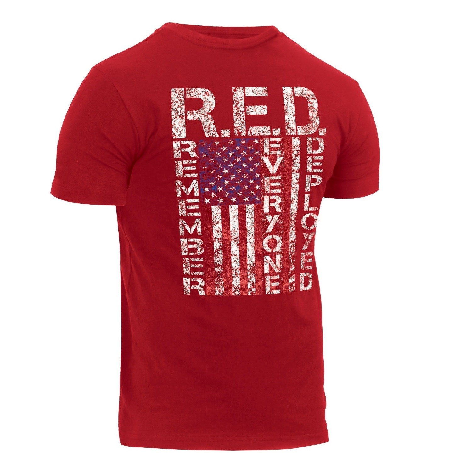 Camiseta roja Athletic Fit con estampado R.E.D. de manga corta
