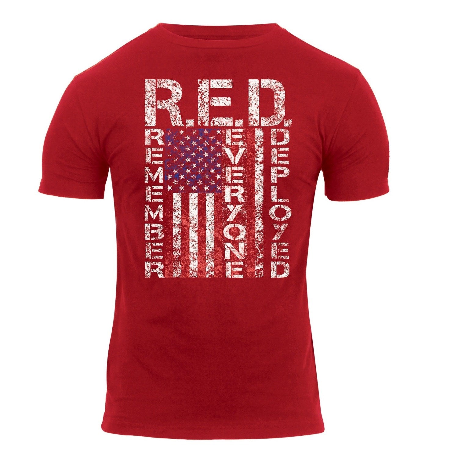 Camiseta roja Athletic Fit con estampado R.E.D. de manga corta