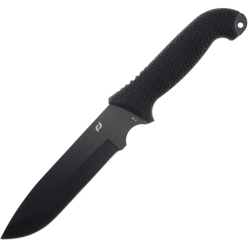 Cuchillo BEDROCK bushcraft negro, hoja Drop point de acero inoxidable AUS-8 y funda