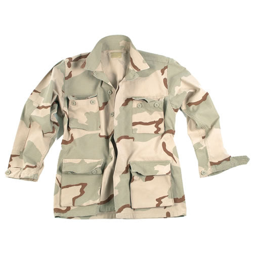Camisa BDU US rip-stop de algodón prelavado con cuatro bolsillos y codos reforzados