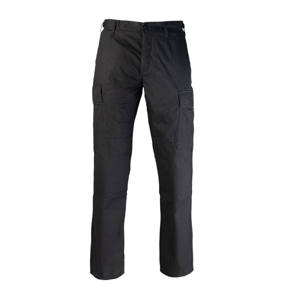 Pantalones US BDU negros rip-stop Mil-Tec con bolsillos cargo y refuerzo en el asiento