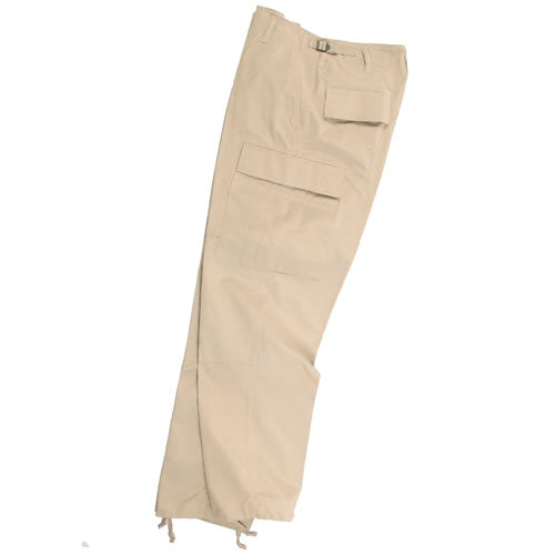 Pantalones BDU rip-stop KHAKI Mil-Tec con bolsillos cargo y refuerzo en asiento