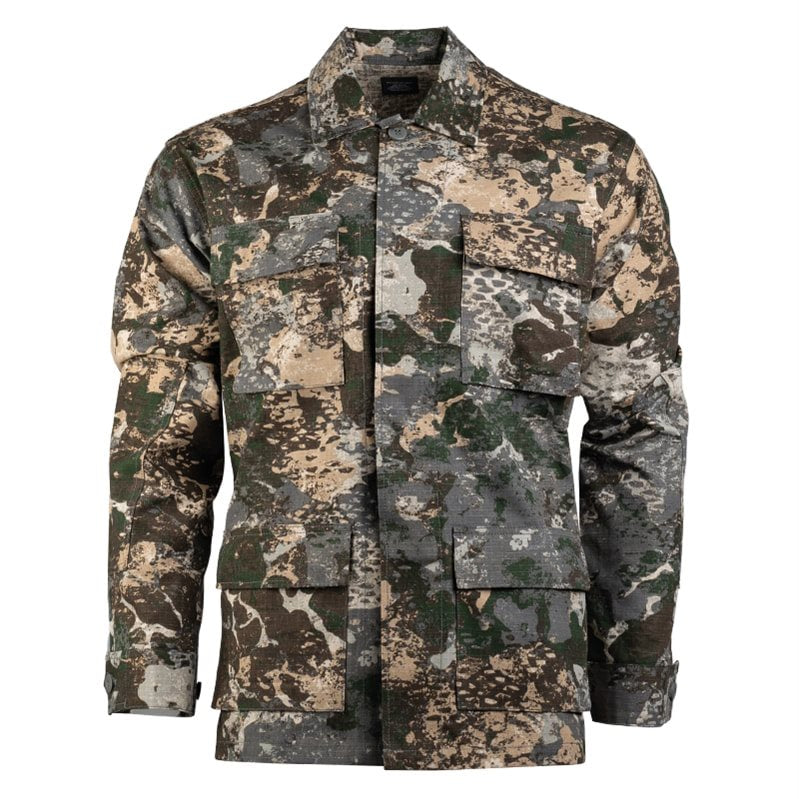 Blusa tipo BDU rip-stop algodón 220 g/m2 con tapeta de botones y 4 bolsillos