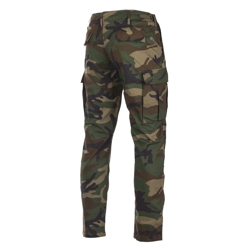 Pantalones BDU Slim Fit Woodland rip-stop, 100% algodón, con refuerzos en asiento y rodillas