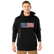 Sudadera negra con capucha y estampado FREEDOM estilo bandera estadounidense, 50% algodon 50% poliester