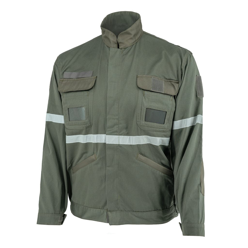Chaqueta para mecánico aeronáutico francesa verde con franjas reflectantes (ID 1189871)