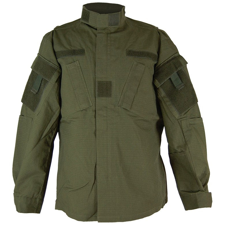 Blusa tipo ACU rip-stop verde, 100% algodón, diseño de campo