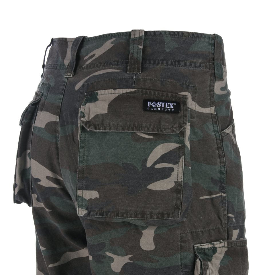 Pantalones cortos cargo Stonewashed Woodland Fostex, 8 bolsillos